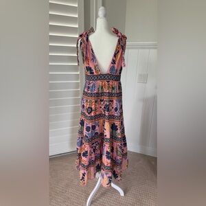 FARM Rio Vibrant Pink and Navy Maxi Dress